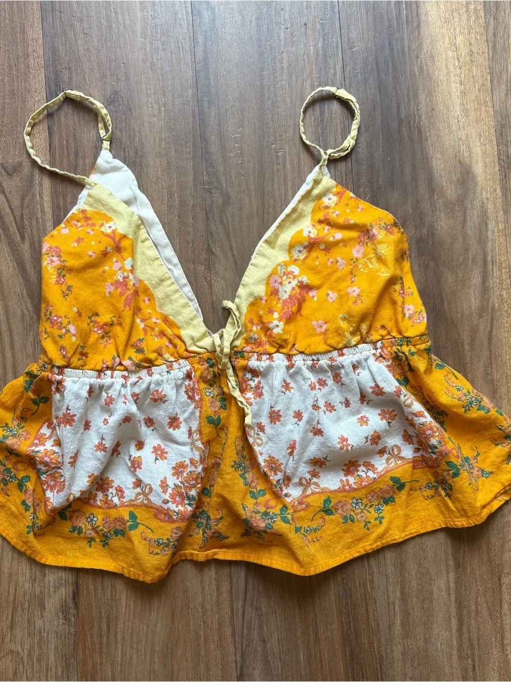 Free People sunflower floral halter babydoll top